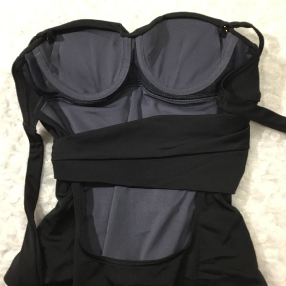 Victoria’s Secret Twist Bandeau Tie Back Retro One-piece Swimsuit Black 32A - Picture 12 of 16